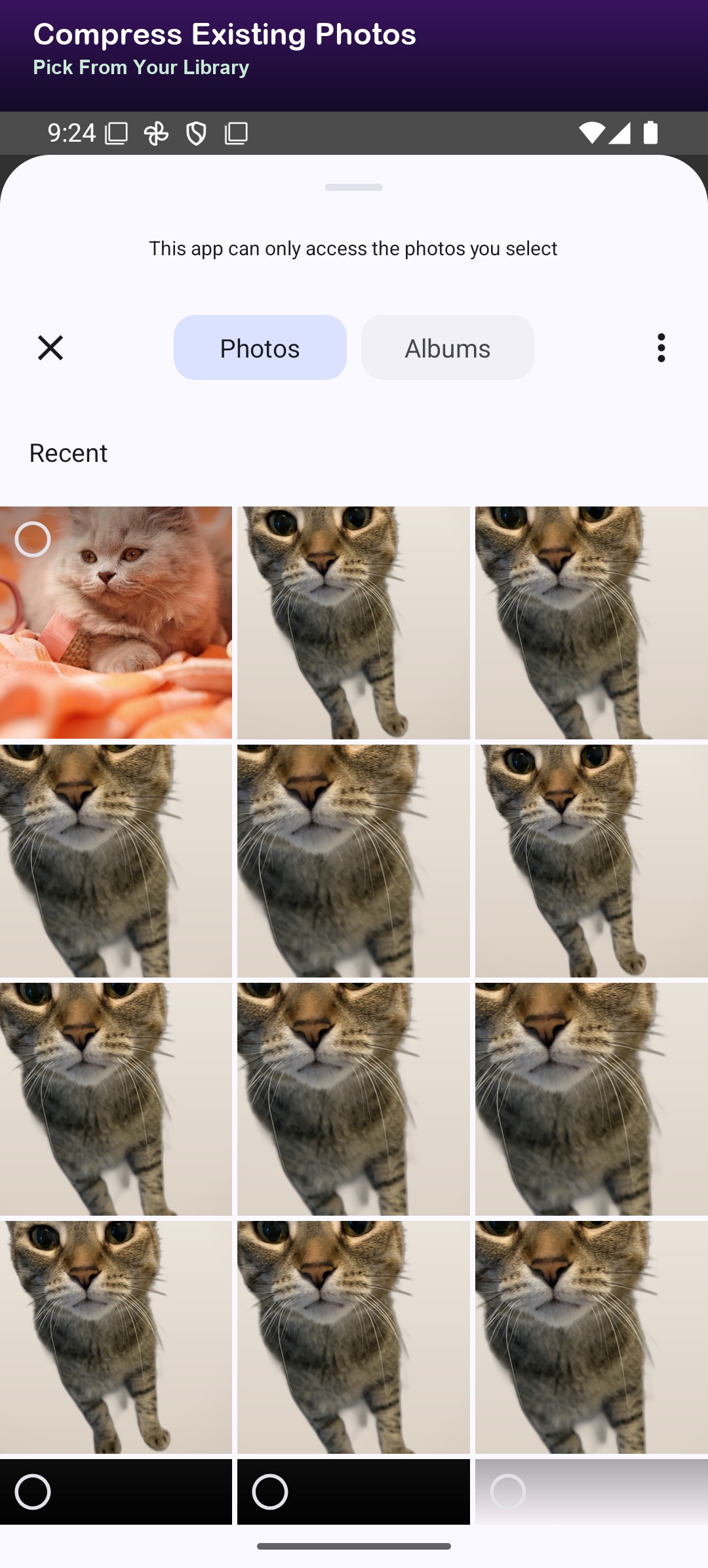 Apricamera100kb v3 - compress existing photos from your library